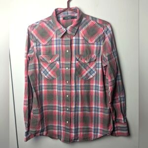 LAUREN RALPH LAUREN Women Blouse Style Western Size Large 100% Cotton